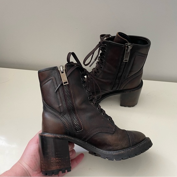 Thursday Boot Company Rebel Heeled Lace Up Combat Boots Coffee Black Size 6 - Picture 8 of 9